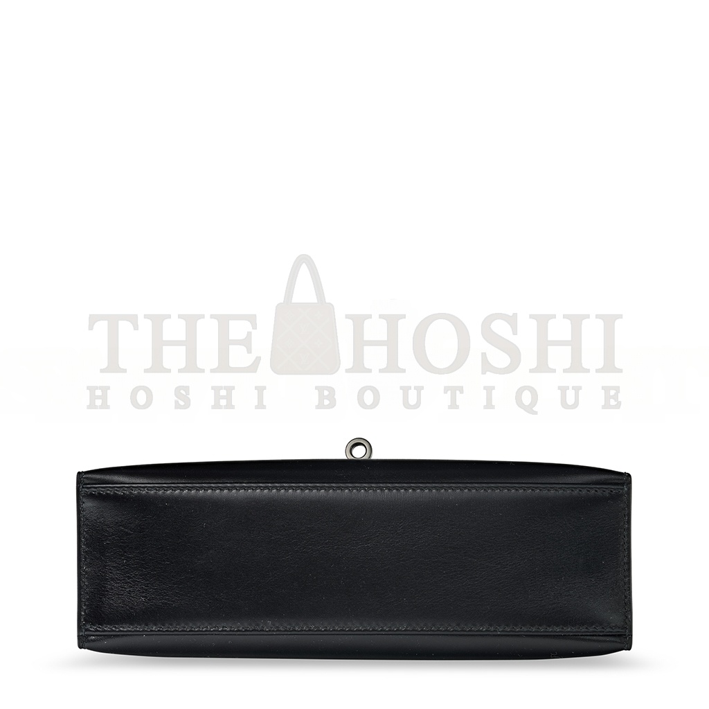 H**me5 BLACK BOX LEATHER SO BLACK KELLY POCHETTE WITH PVD HARDWARE (22*14*7cm) Master Quality